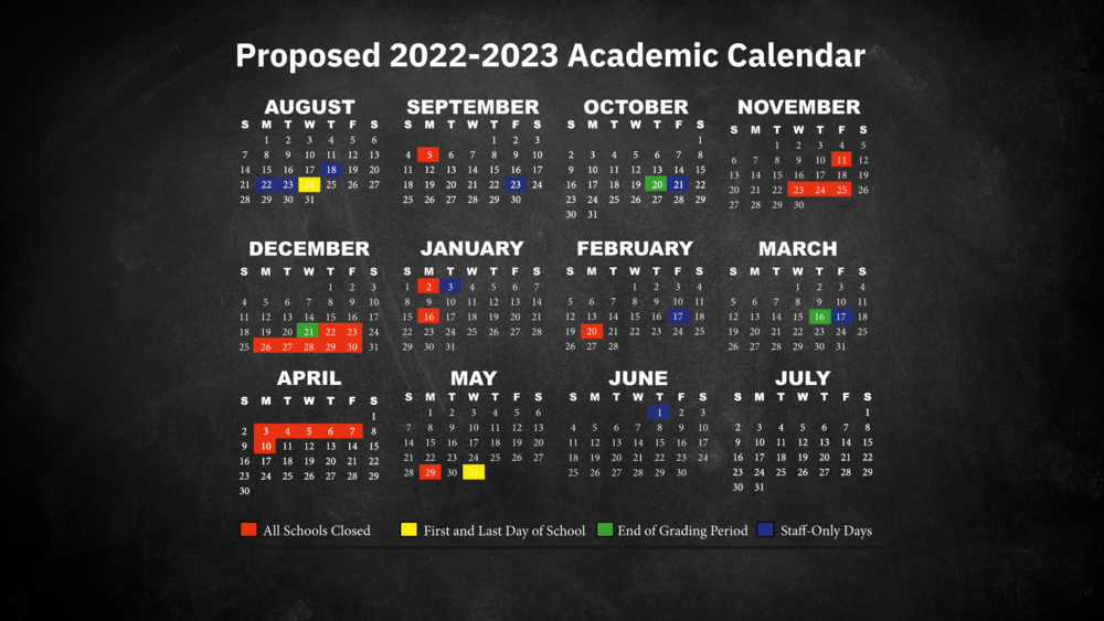 proposed academic calendar